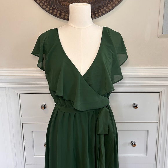 Baltic Born Katya Ruffle Faux Wrap Maxi Dress | Evergreen Large - Picture 7 of 11